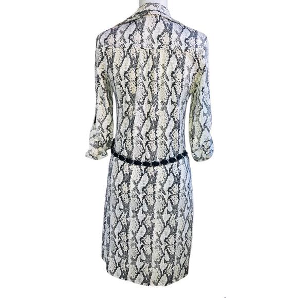 INC Black Cream Print Dress Size Small - Picture 2 of 3